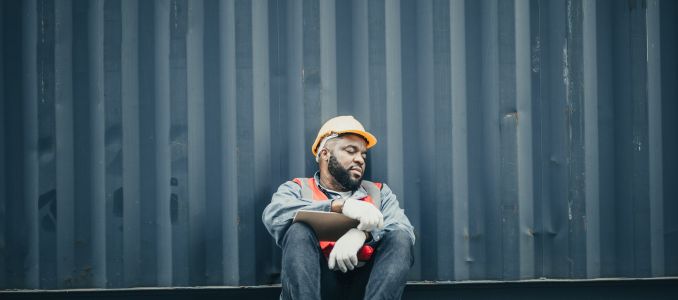 Depressed Construction Worker on the Job