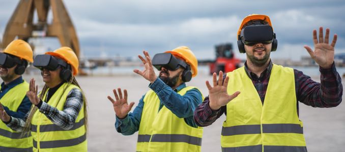 Construction Worker Wearing VR 