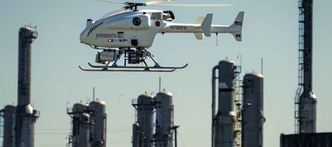 Helicopter Drone Assessing Electrical Plant