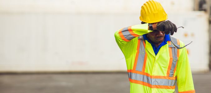 Construction Worker Experiencing Heat Stress