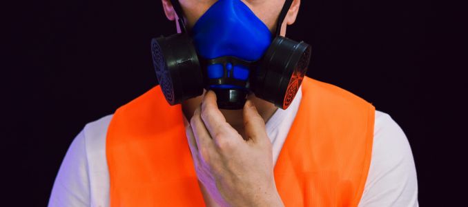 Worker wearing protective gear