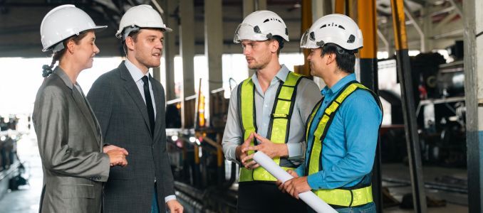 Engineers and inspectors having meeting