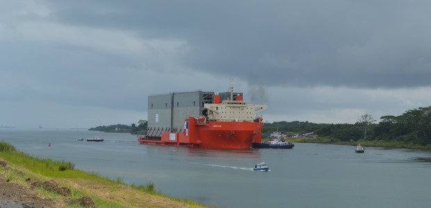 Each of the four steel gates delivered Aug. 20, 2013, is large enough to cover half of an NFL football field.