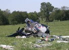 The medical helicopter crashed about one nautical mile from the airport where the pilot planned to refuel. The crash killed all four people on board. (NTSB photo)