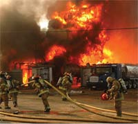 This photogrph was taken during the T2 Laboratories response by District Chief Steve Gerbert of the Jacksonville Fire-Rescue Department. 