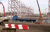 construction of roof supports at the London 2012 Aquatics Centre in February 2009