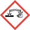 This pictogram represents chemicals that cause skin corrosion or burns, eye damage, or that are corrosive to metals.