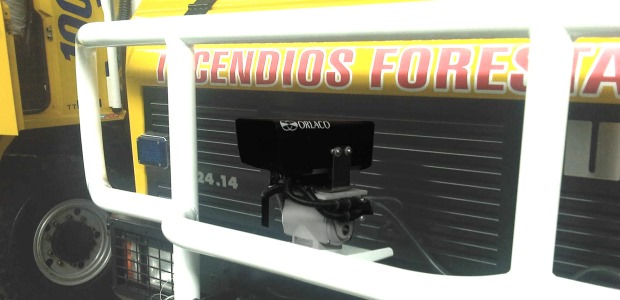 The camera is mounted in front of the fire truck