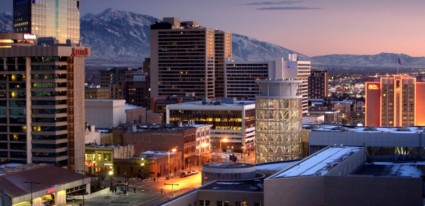 The Salt Lake City skyline at night. (Adam Barker/Visit Salt Lake photo)