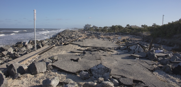 This photo shows extensive damage to the old A1A highway in Florida from Hurricane Matthew in October 2016.