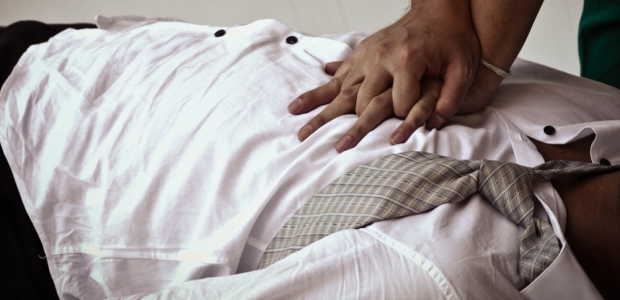 "If a bystander is not trained in CPR, then the bystander should provide hands-only CPR. The rescuer should continue hands-only CPR until an automated external defibrillator arrives and is ready for use or EMS providers take over care of the victim."