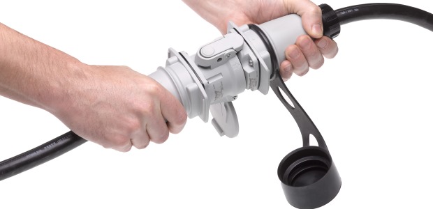 With a switch-rated connector system, the plug being separated from the receptacle provides visual proof that power has been removed and displays fast and positive compliance with NEC requirements for de-energizing industrial equipment. (Molex, LLC photo)