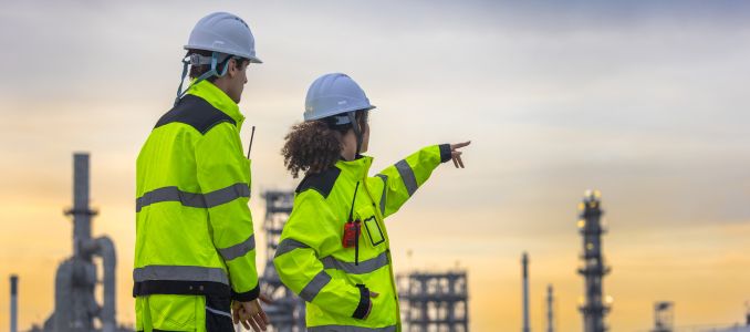 Construction Workers at Dusk