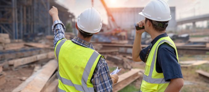 Workers Surveying Site