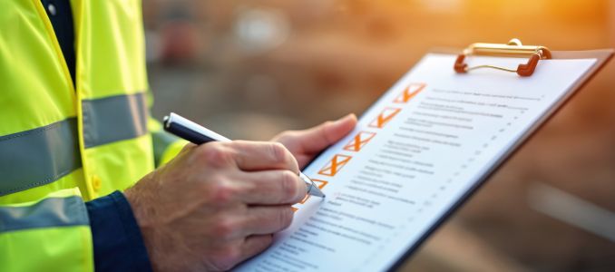 Construction Worker with Checklist