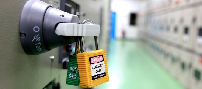 Lockout tag on circuit breaker