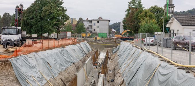 Excavation site with trench
