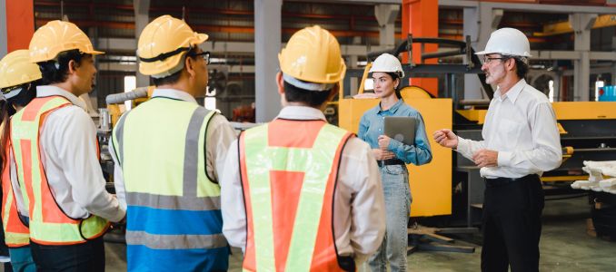 Workers having a meeting