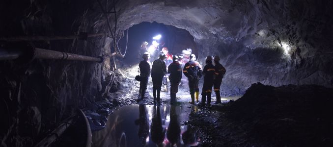 Mine workers gathered underground