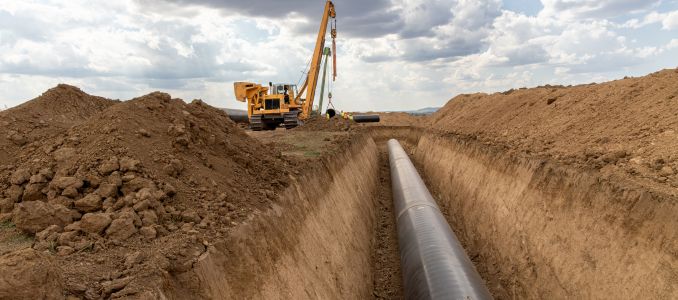 Construction site where pipeline is being installed
