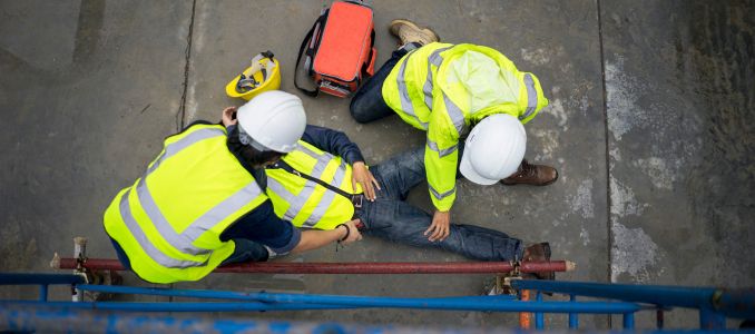 Safety team help employee accident