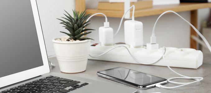 Multiple chargers plugged into port.