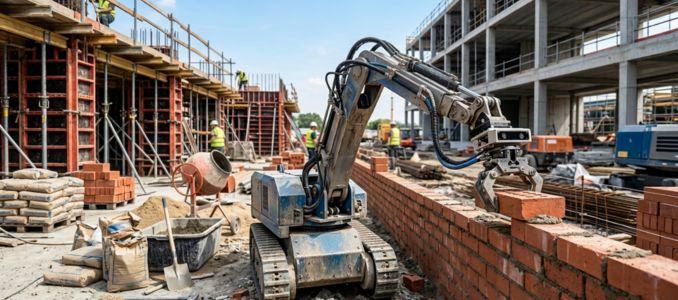 Construction Robot Laying Brick