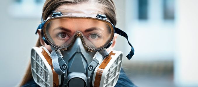 Woman in Respiratory Mask 
