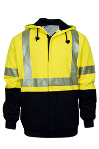 VIZABLE® FR Hi-Vis Hybrid Zip Front Hoodie with Liner.