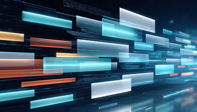 layered glass panels and light trails