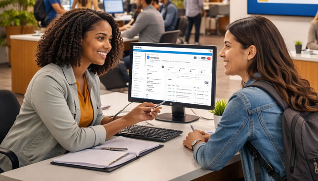 college student meeting with advisor