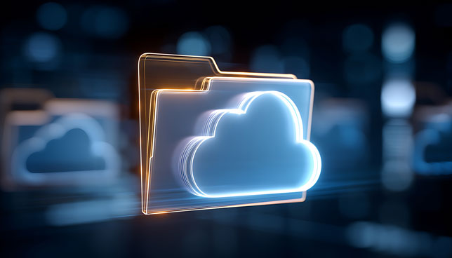 file folder with glowing cloud symbol