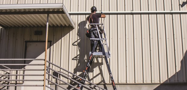 A new category of climbing equipment called aerial safety cages has recently hit the market. (Little Giant Ladder Systems photo)