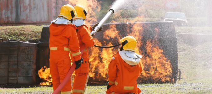 Firefighters Putting Out a Fire