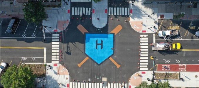 Aerial view of street