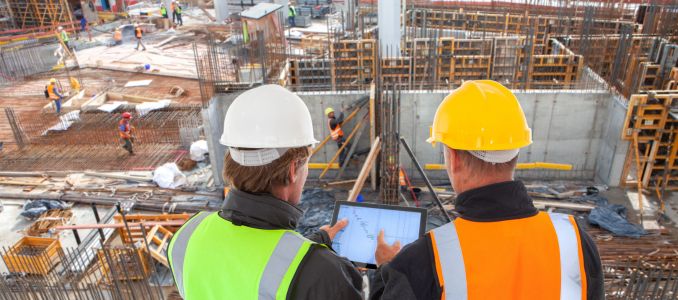 construction worker engineer architect team at work