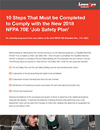 10 Steps That Must be Completed to Comply with the New 2018 NFPA 70E ‘Job Safety Plan’